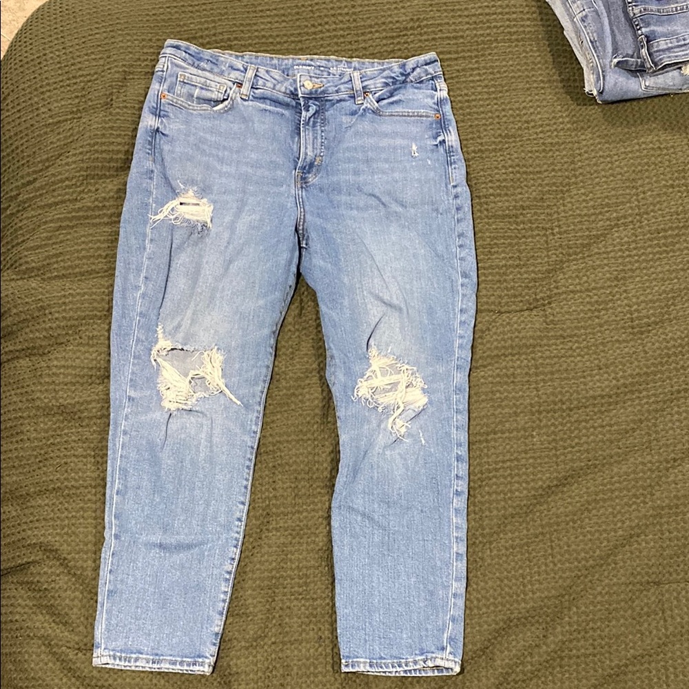 Old Navy High Rise Blue Jeans with Distressed Details